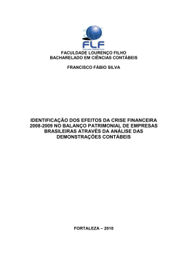 Identifica&ccedil;&atilde;o dos efeitos da crise financeira 2008