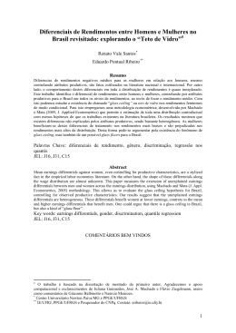 Diferenciais de Rendimentos entre Homens e Mulheres no Brasil