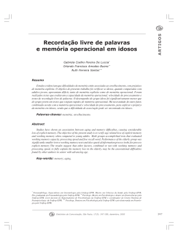 Recorda&ccedil;&atilde;o livre de palavras e mem&oacute;ria operacional em idosos