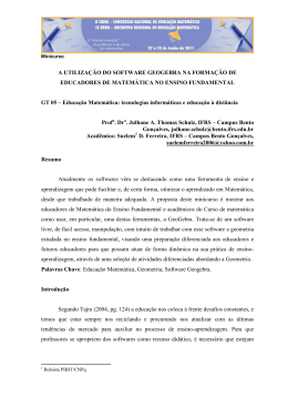 A UTILIZA&Ccedil;&Atilde;O DO SOFTWARE GEOGEBRA NA FORMA&Ccedil;&Atilde;O DE
