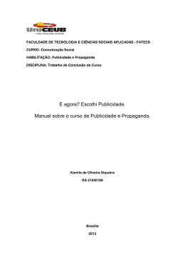 E agora? Escolhi Publicidade. Manual sobre o curso de
