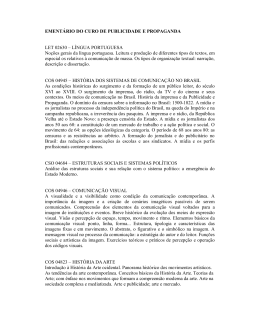 Ement&aacute;rio do curso de Publicidade e Propaganda