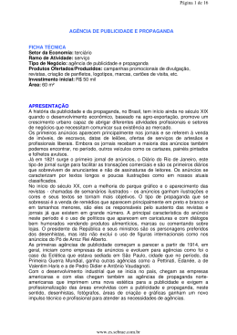 AG&Ecirc;NCIA DE PUBLICIDADE E PROPAGANDA FICHA T&Eacute;CNICA