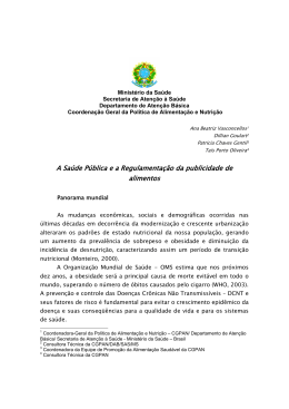 A Sa&uacute;de P&uacute;blica e a Regulamenta&ccedil;&atilde;o da publicidade de alimentos