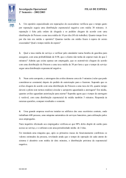 Exerc&iacute;cios de Filas de Espera