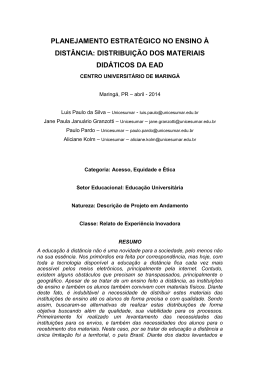 distribui&ccedil;&atilde;o dos materiais did&aacute;ticos da ead