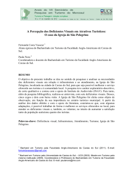 a percep&ccedil;&atilde;o dos deficientes visuais em atrativos tur&iacute;sticos