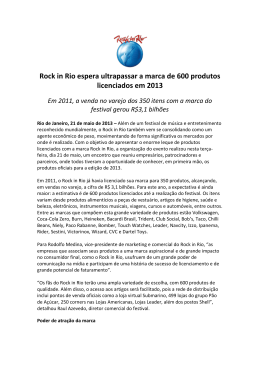 Rock in Rio espera ultrapassar a marca de 600 produtos