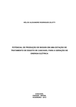 POTENCIAL DE PRODU&Ccedil;&Atilde;O DE BIOG&Aacute;S EM UMA