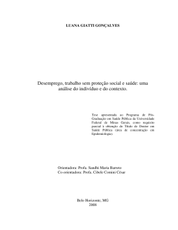 Desemprego, trabalho sem prote&ccedil;&atilde;o social e sa&uacute;de