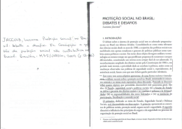 JACCOUD, Luciana. Prote&ccedil;&atilde;o social no Brasil, debates e desafios