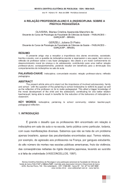 A RELA&Ccedil;&Atilde;O PROFESSOR-ALUNO E A (IN)DISCIPLINA