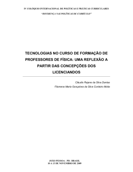 TECNOLOGIAS NO CURSO DE FORMA&Ccedil;&Atilde;O DE