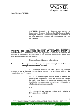 Nota T&eacute;cnica n&ordm; 07/2008 SINASEFE. Dispositivo do Estatuto que