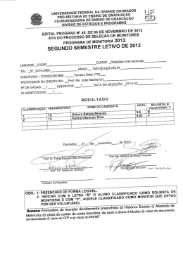 Resultado monitoria 2012.2