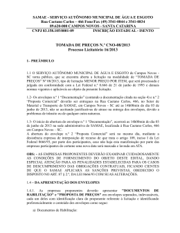 Aquisi&ccedil;&atilde;o de tubos e conex&otilde;es em PVC de &aacute;gua/esgoto e