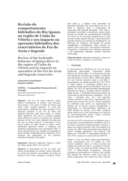Revis&atilde;o do comportamento hidr&aacute;ulico do Rio