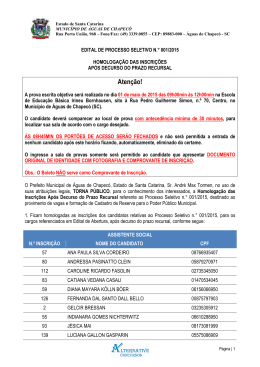 Homologa&ccedil;&atilde;o das Inscri&ccedil;&otilde;es Ap&oacute;s Decurso do Prazo Recursal pdf