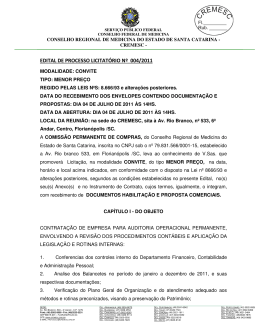EDITAL DE PROCESSO LICITAT&Oacute;RIO N&ordm; 004/2011