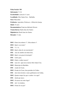 Ficha Social n&ordm; 88 Informante: V.J.S. Escolaridade: acima de 11