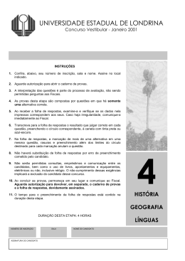Provas de Hist&oacute;ria, Geografia e L&iacute;ngua Estrangeira