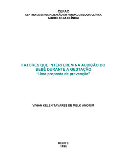 FATORES QUE INTERFEREM NA AUDI&Ccedil;&Atilde;O DO BEB&Ecirc;