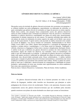 g&ecirc;neros discursivos na esfera acad&ecirc;mica