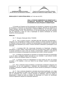 Resolu&ccedil;&atilde;o 14/2010 - Faculdade de Arquitetura e Urbanismo
