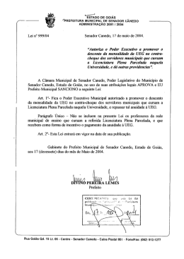 Lei n° 999/04 Senador Canedo, 17 de maio de 2004.