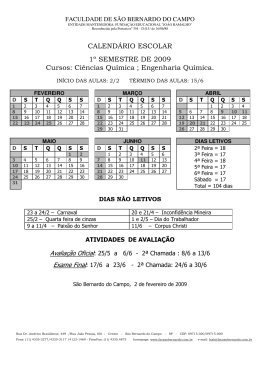 CALENDÁRIO ESCOLAR 1º SEMESTRE DE 2009 Cursos: Ciências