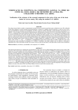verifica&ccedil;&atilde;o da exist&ecirc;ncia da componente sazonal na s&eacute;rie do custo