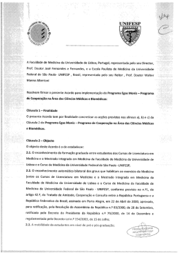 Acordo entre a Universidade Federal de S&atilde;o Paulo