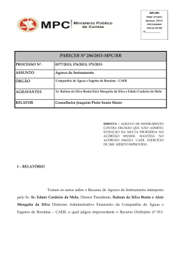 parecer nº 286/2013-mpc/rr - Ministério Público de Contas | Roraima