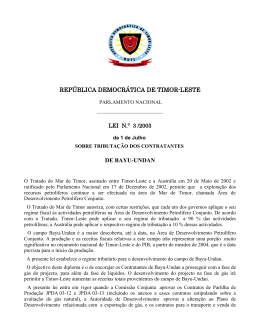 Sobre Tributa&ccedil;&atilde;o dos Contratantes de Bayu-Undan