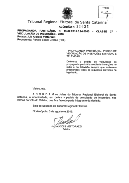 Ac&oacute;rd&atilde;o TRESC n. 31.025 - Tribunal Regional Eleitoral de Santa
