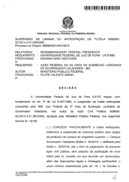 decis&atilde;o do Tribunal Regional Federal da Primeira Regi&atilde;o