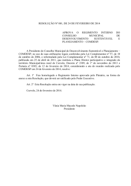 resolução nº 001, de 24 de fevereiro de 2014 aprova o regimento