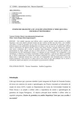 ENSINO DE GRAM&Aacute;TICA OU AN&Aacute;LISE LINGU&Iacute;STICA? SER&Aacute; QUE