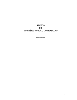 REVISTA DO MINIST&Eacute;RIO P&Uacute;BLICO DO TRABALHO