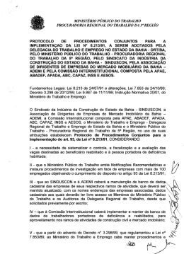 Protocolo de Procedimentos Conjuntos firmados entre