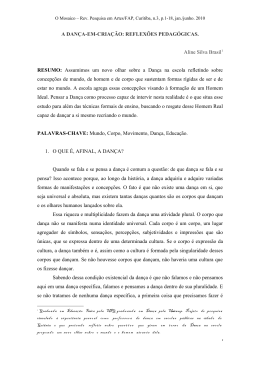 A DAN&Ccedil;A-EM-CRIA&Ccedil;&Atilde;O: REFLEX&Otilde;ES PEDAG&Oacute;GICAS. Aline