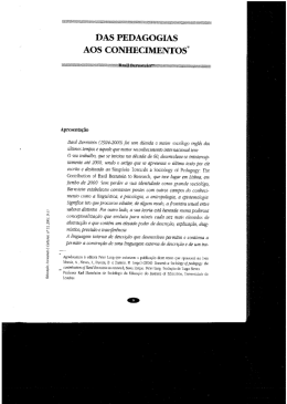 Das pedagogias aos conhecimentos (apresentação de Ana Maria