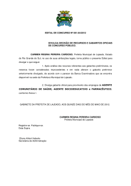 edital de concurso n&ordm; 061-04/2012 divulga decis&atilde;o de recursos e