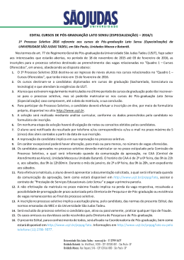 Edital 2016/1 - Universidade S&atilde;o Judas Tadeu