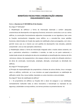 BENEFÍCIOS FISCAIS PARA A REABILITAÇÃO URBANA