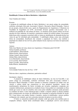 Reabilita&ccedil;&atilde;o Urbana do Bairro Borboleta e Adjac&ecirc;ncias &Aacute;rea