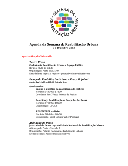Agenda da Semana da Reabilita&ccedil;&atilde;o Urbana