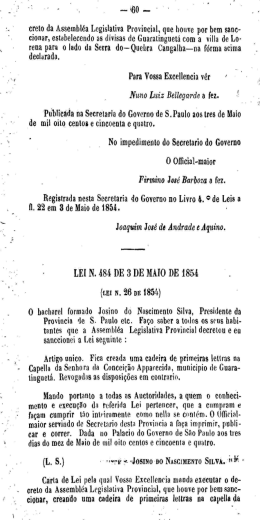 ereto da Assemhl&eacute;a Legislativa Provincial, que houve por bem sanc