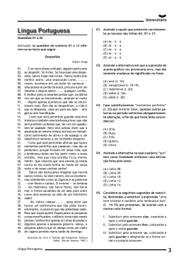 Língua Portuguesa Instrução: as questões de números 01 a 13 refe