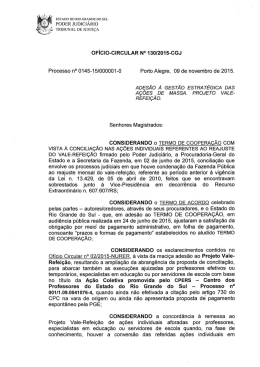 Of&iacute;cio-Circular n. 130/2015 - Tribunal de Justi&ccedil;a do Estado do Rio